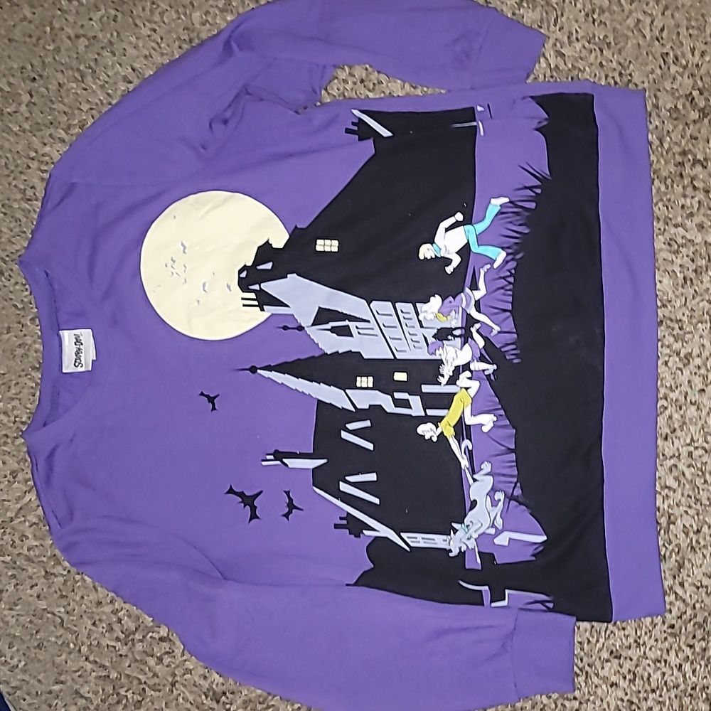 Scooby-Doo sweater women's 1x graphic print spooky purple fleece lined pullover